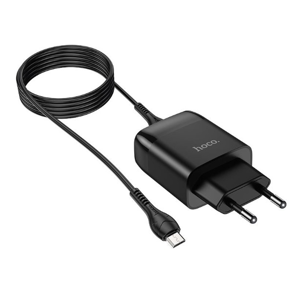 Фото - Мережевий зарядний пристрій HOCO C72Q QC3.0 charger set(Micro) 18W Black (6931474732521)