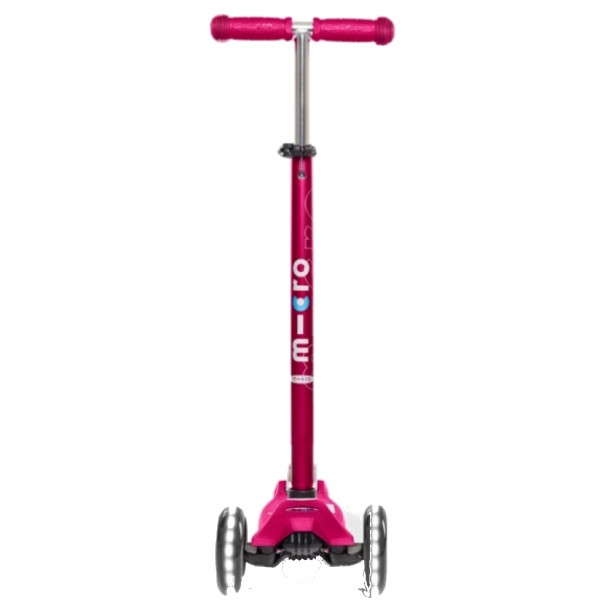 Фото - Триколісний самокат Micro "Maxi Deluxe LED" - РОЖЕВИЙ (складний, до 50 кг, триколісний, світло)