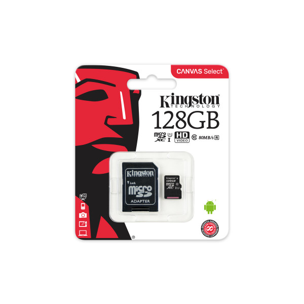 Фото - Карта памяти Kingston microSDXC 128GB C10 UHS-I + SD адаптер (SDCS/128GB)