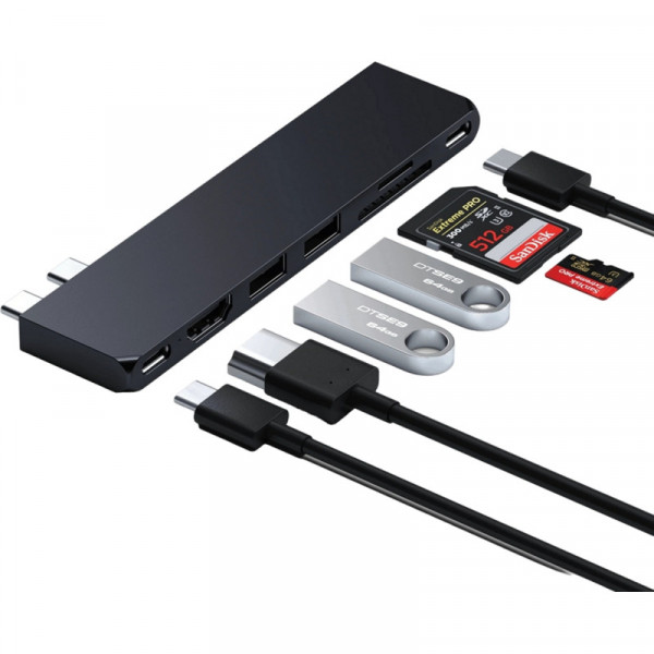 Фото - Хаб USB Satechi Aluminum USB-C Pro Hub Slim Adapter Midnight (ST-HUCPHSD)