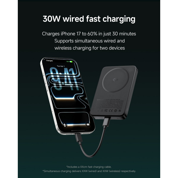 Фото - Батарея мобільна MiiiW Neoseek Ultra-Thin Magnetic Power Bank W310 Air 33W 10000mAh Titanium Black (iPB1007s)