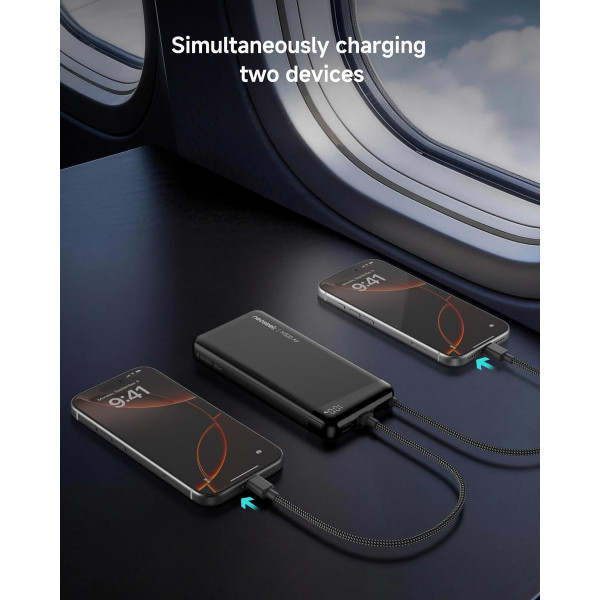 Фото - Батарея мобільна MiiiW Neoseek Ultra-Thin Power Bank M320 Air 55W 20000mAh with Built in USB Cable Titanium Black (iPB2055s)