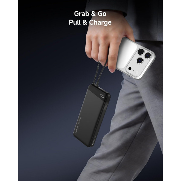 Фото - Батарея мобільна MiiiW Neoseek Ultra-Thin Power Bank M320 Air 55W 20000mAh with Built in USB Cable Titanium Black (iPB2055s)