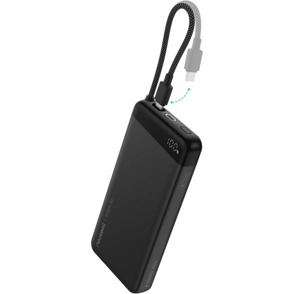 Фото - Батарея мобільна MiiiW Neoseek Ultra-Thin Power Bank M320 Air 55W 20000mAh with Built in USB Cable Titanium Black (iPB2055s)