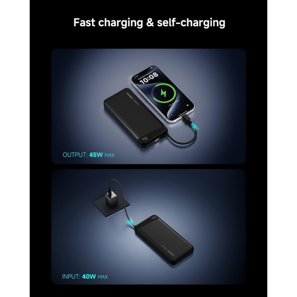 Фото - Батарея мобільна MiiiW Neoseek Ultra-Thin Power Bank M320 Air 55W 20000mAh with Built in USB Cable Titanium Black (iPB2055s)