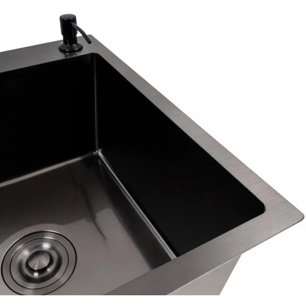 Фото - Мойка кухонная VALESO CM 65х50 R PVD Black Handmade (3.0/1.0)