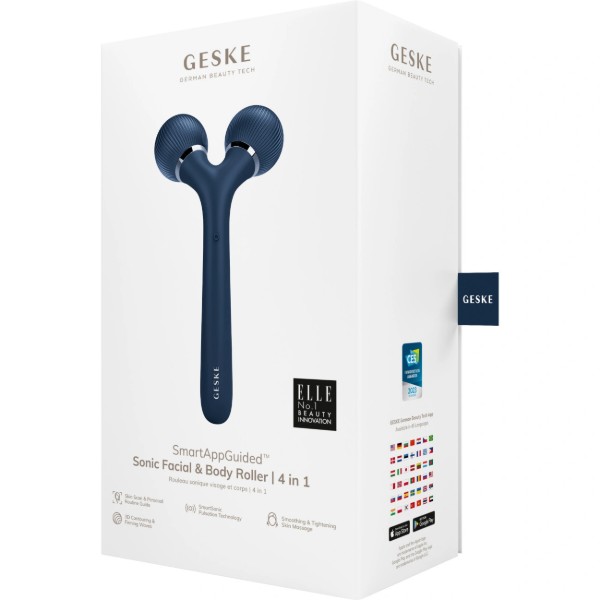 Фото - Мікрострумова ручка для підтяжки обличчя GESKE Sonic Facial & Body Roller 4 в 1 темно-синій (GK000041MN01)