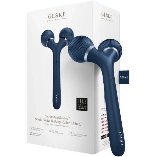 Фото - Мікрострумова ручка для підтяжки обличчя GESKE Sonic Facial & Body Roller 4 в 1 темно-синій (GK000041MN01)