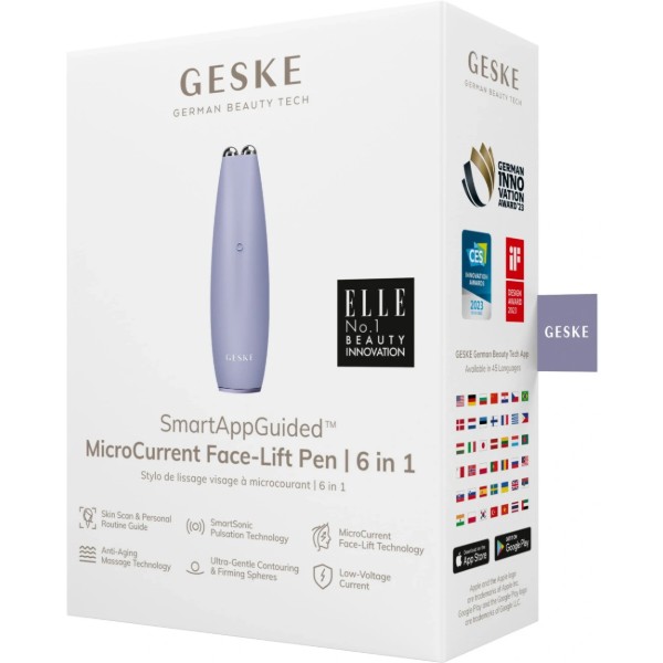 Фото - Мікрострумова ручка для підтяжки обличчя GESKE MicroCurrent Face-Lift Pen 6 в 1 фіолетовий (GK000013PL01)