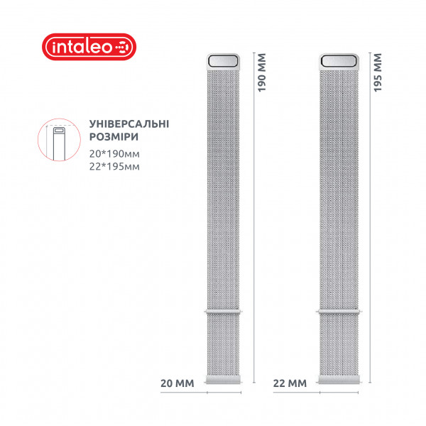 Фото - Ремінець для смарт-годинника Intaleo Milanese for Samsung Galaxy Watch 20 mm 
Silver (1283126494284)