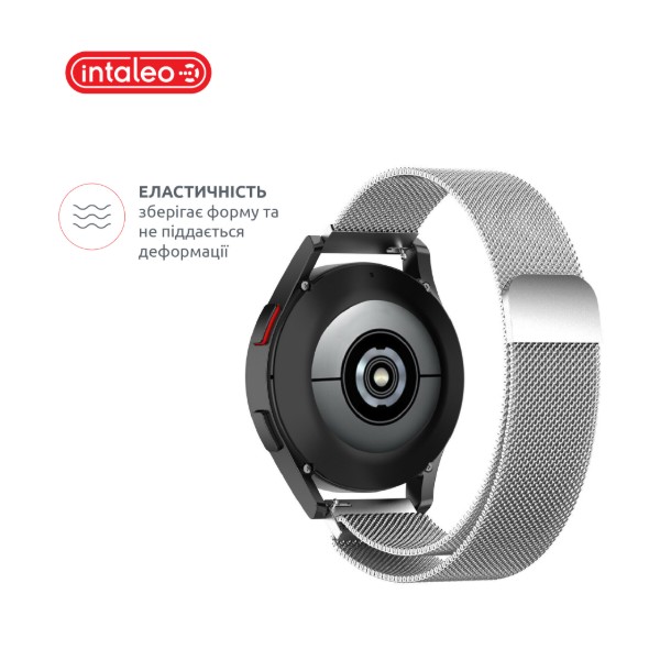 Фото - Ремінець для смарт-годинника Intaleo Milanese for Samsung Galaxy Watch 22 mm 
Silver (1283126494314)