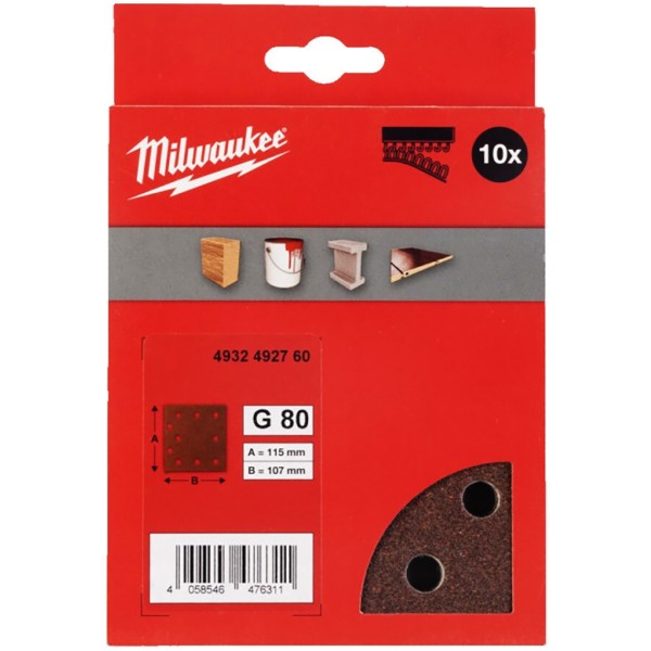 Фото - Лист шлифовальный Milwaukee 115x107мм HL зерно 80 10 шт. (4932492760)