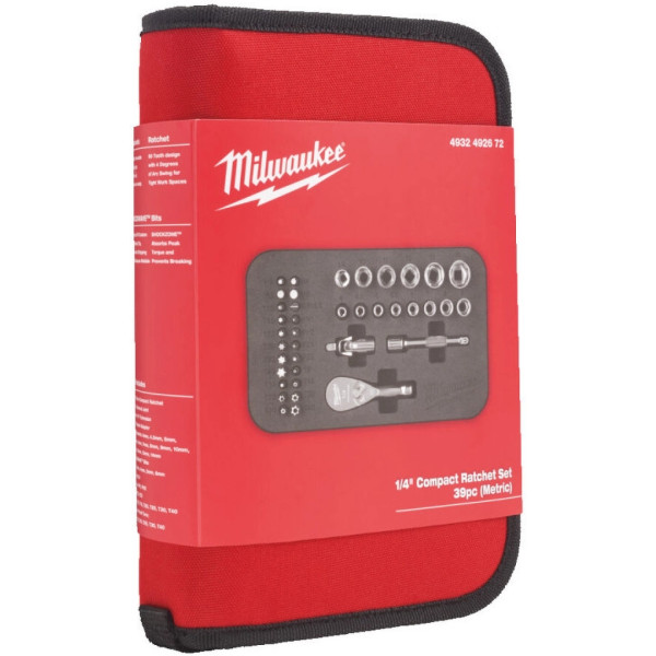 Фото - Набор торцевых головок Milwaukee 1/4'' 4-14мм + ударные биты ShW 39 шт. (4932492672)