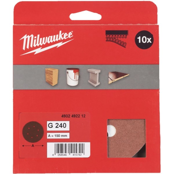 Фото - Лист шлифовальный Milwaukee 150мм//6 HL зерно 240 10 шт. (4932492212)
