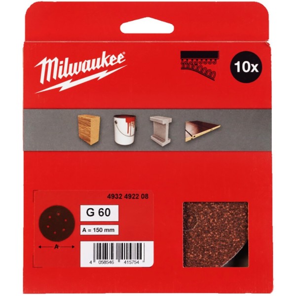 Фото - Лист шлифовальный Milwaukee 150мм//6 HL зерно 60 10 шт. (4932492208)