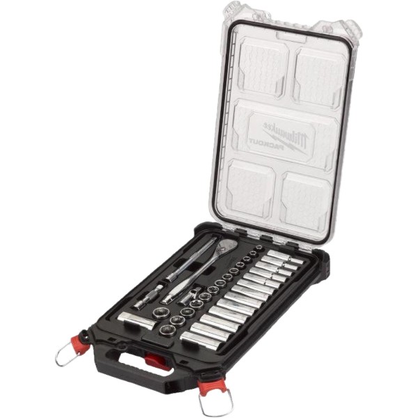 Фото - Набір торцевих голівок Milwaukee 3/8'' PACKOUT з тріскачкою 38 шт. (4932478813)