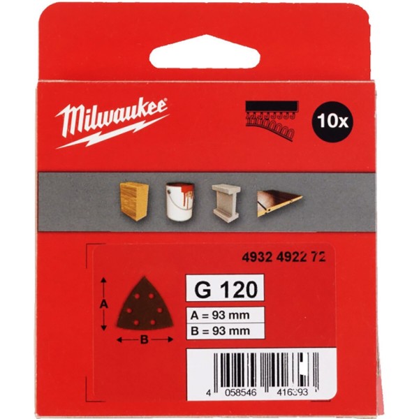 Фото - Лист шлифовальный Milwaukee 93х93х93мм HL зерно 120 10 шт. (4932492272)