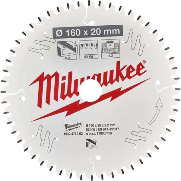 Фото - Диск пильний Milwaukee Alu PFTE 160х20х2.2 мм (4932471292)