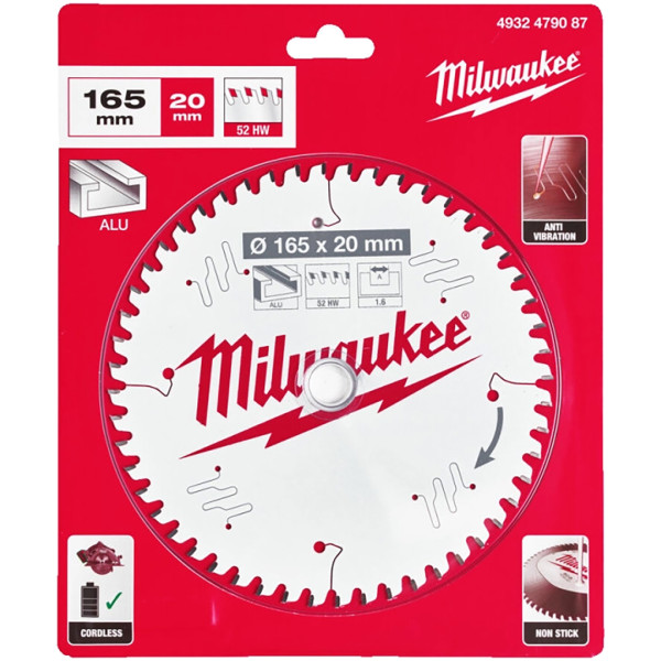 Фото - Диск пильный Milwaukee Alu PFTE THIN KERF 165х20х1.6 мм (4932479087) Фото - Диск пильный Milwaukee Alu PFTE THIN KERF 165х20х1.6 мм (4932479087)