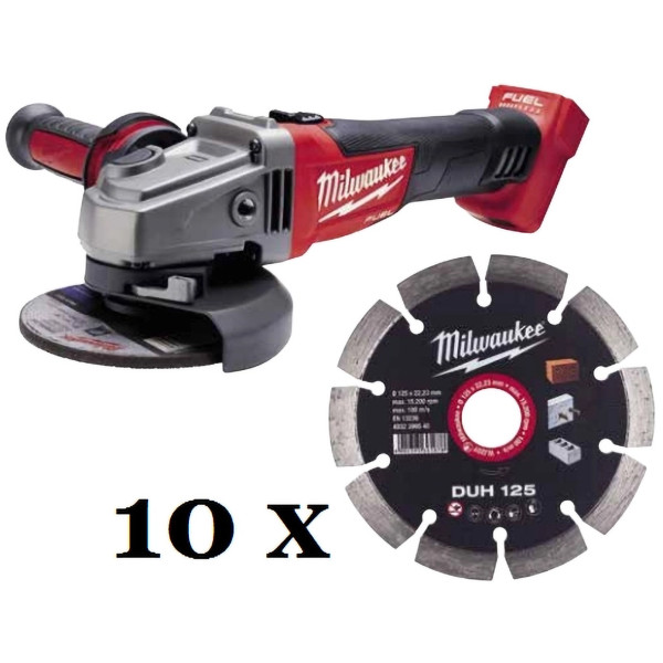 Фото - Болгарка Milwaukee M18 FSAG125X-0 125мм + Диск алмазний DUH 125 125мм 10 шт. (4932479674)