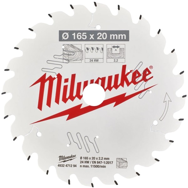 Фото - Диск пильний Milwaukee PFTE 165х20х2.2 мм (4932471294)
