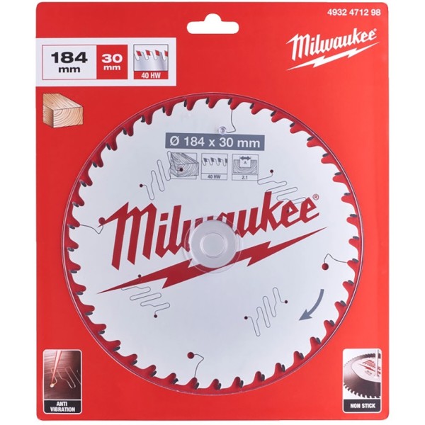 Фото - Диск пильный Milwaukee PFTE THIN KERF 184х30х2.1 мм (4932471298)
