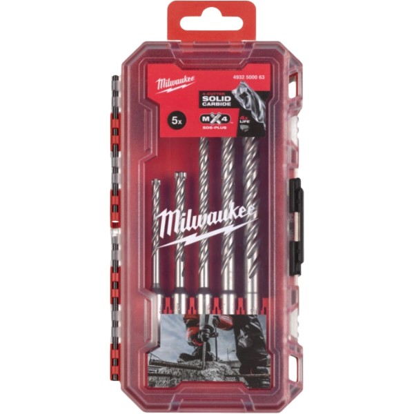 Фото - Набор буров Milwaukee SDS-PLUS MX4 PACKOUT 5 шт. (4932500063)