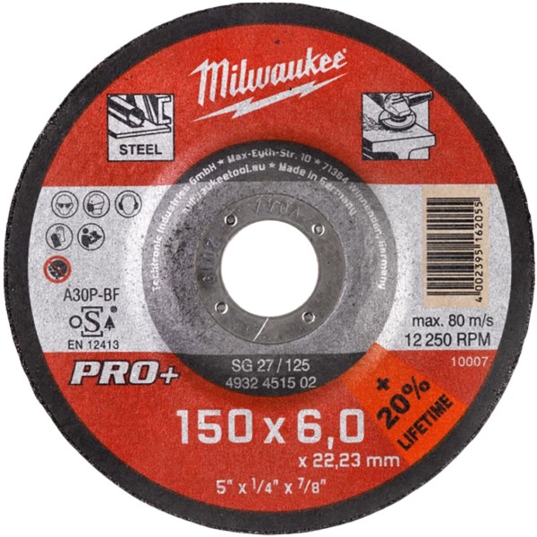 Фото - Диск шліфувальний по металу Milwaukee SG 27/150х6 PRO+ 150 мм (4932471387)