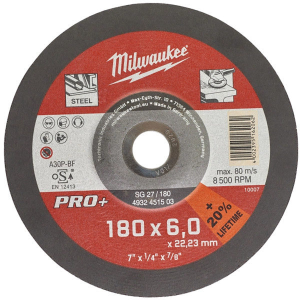 Фото - Диск шлифовальный по металлу Milwaukee SG 27/180х6 PRO+ 180 мм (4932451503)