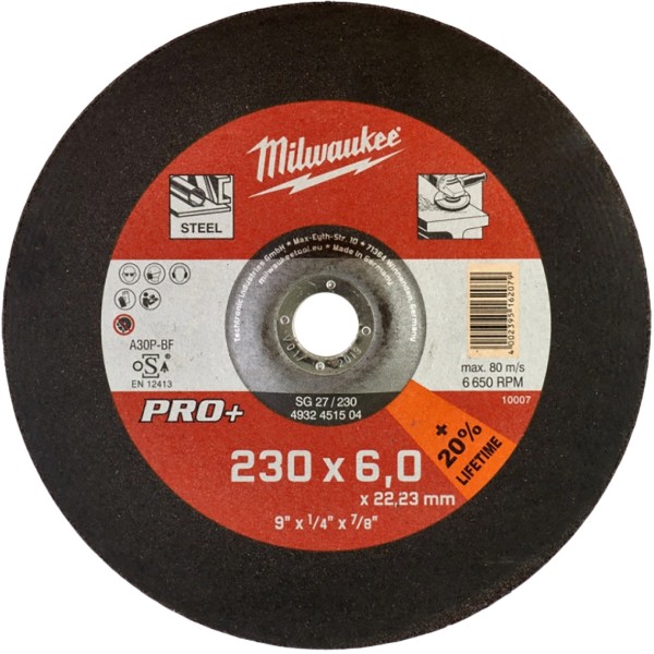 Фото - Диск шліфувальний по металу Milwaukee SG 27/230х6 PRO+ 230 мм (4932451504)