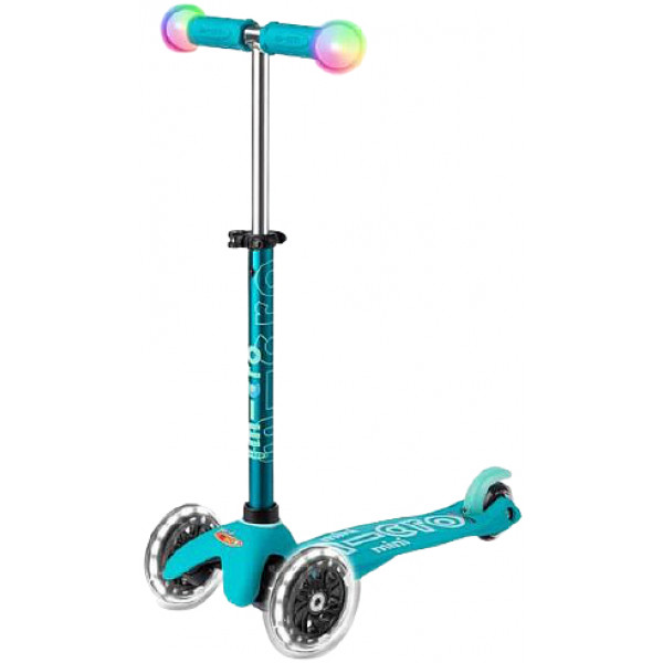 Фото - Трёхколёсный самокат Micro "Mini Deluxe Magic" – АКВА (до 50 кг, трехколесный, свет) (MMD131)
