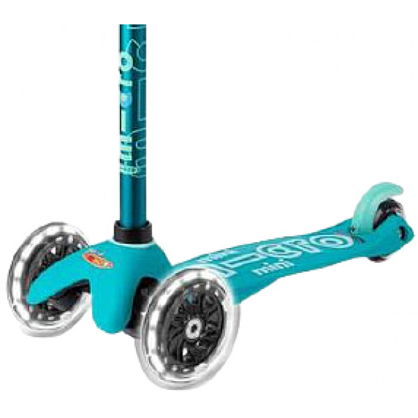 Фото - Трёхколёсный самокат Micro "Mini Deluxe Magic" – АКВА (до 50 кг, трехколесный, свет) (MMD131)