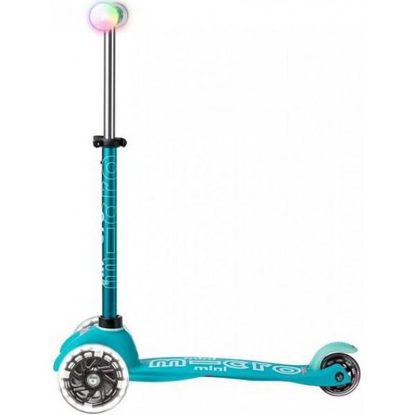 Фото - Трёхколёсный самокат Micro "Mini Deluxe Magic" – АКВА (до 50 кг, трехколесный, свет) (MMD131)