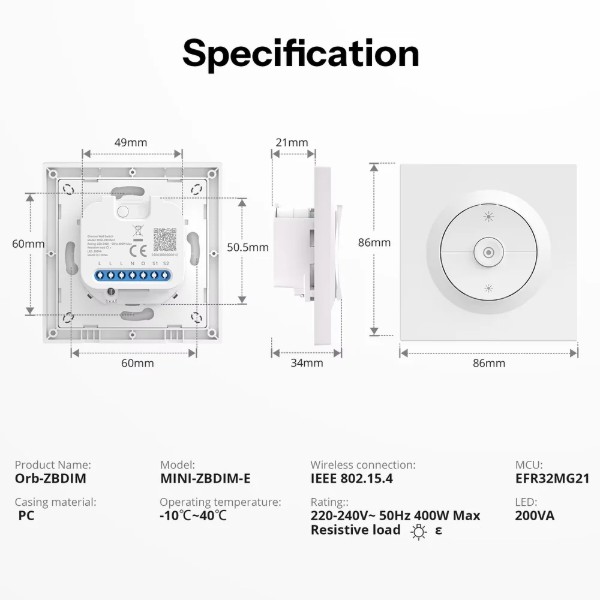 Фото - Розумний диммер Sonoff MINI-ZBDIM-E, Zigbee