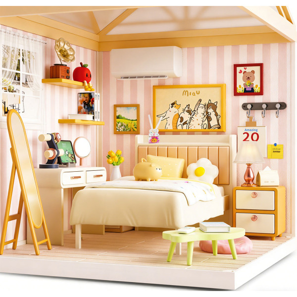 Фото - Пластиковый конструктор Mini House Румбокс серии Интерьер – СПАЛЬНЯ (свет) (8004)