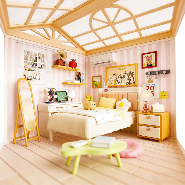 Фото - Пластиковый конструктор Mini House Румбокс серии Интерьер – СПАЛЬНЯ (свет) (8004)