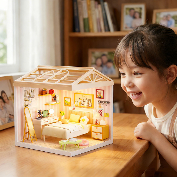 Фото - Пластиковый конструктор Mini House Румбокс серии Интерьер – СПАЛЬНЯ (свет) (8004)