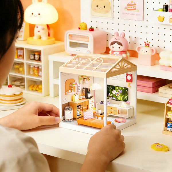 Фото - Пластиковый конструктор Mini House Румбокс серии Интерьер – ГОСТИНАЯ (свет) (8006)