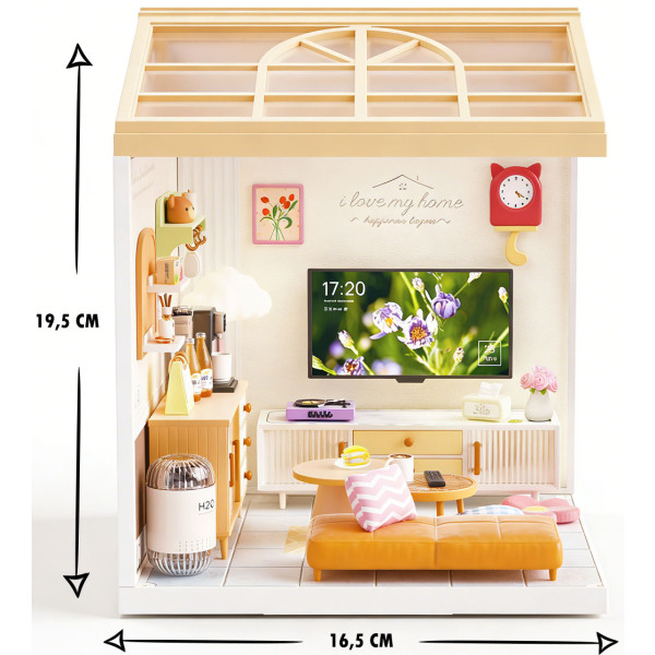 Фото - Пластиковый конструктор Mini House Румбокс серии Интерьер – ГОСТИНАЯ (свет) (8006)