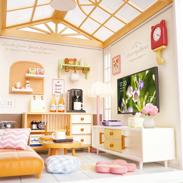 Фото - Пластиковый конструктор Mini House Румбокс серии Интерьер – ГОСТИНАЯ (свет) (8006)