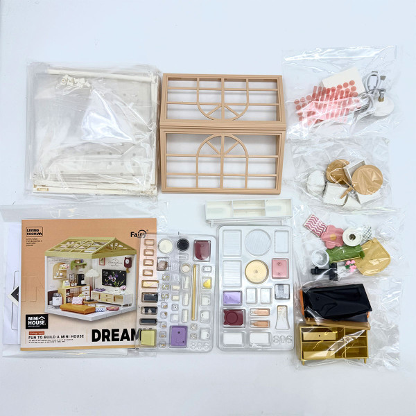 Фото - Пластиковый конструктор Mini House Румбокс серии Интерьер – ГОСТИНАЯ (свет) (8006)