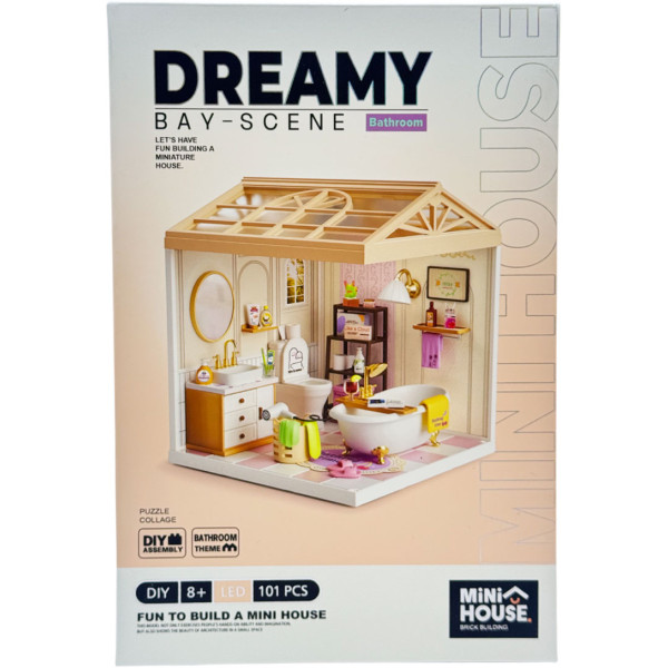 Фото - Пластиковый конструктор Mini House Румбокс серии Интерьер – ВАННАЯ КОМНАТА (свет) (8009)