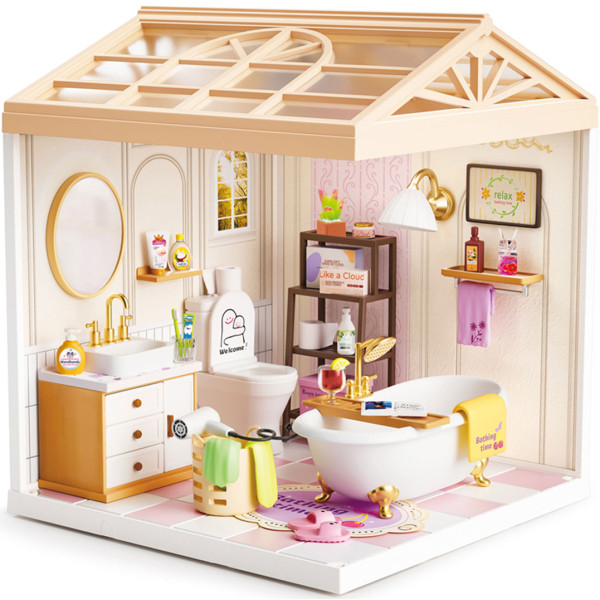 Фото - Пластиковый конструктор Mini House Румбокс серии Интерьер – ВАННАЯ КОМНАТА (свет) (8009)