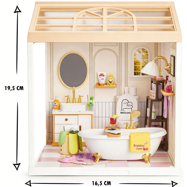 Фото - Пластиковый конструктор Mini House Румбокс серии Интерьер – ВАННАЯ КОМНАТА (свет) (8009)