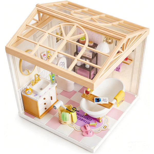 Фото - Пластиковый конструктор Mini House Румбокс серии Интерьер – ВАННАЯ КОМНАТА (свет) (8009)