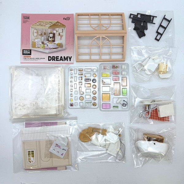 Фото - Пластиковый конструктор Mini House Румбокс серии Интерьер – ВАННАЯ КОМНАТА (свет) (8009)