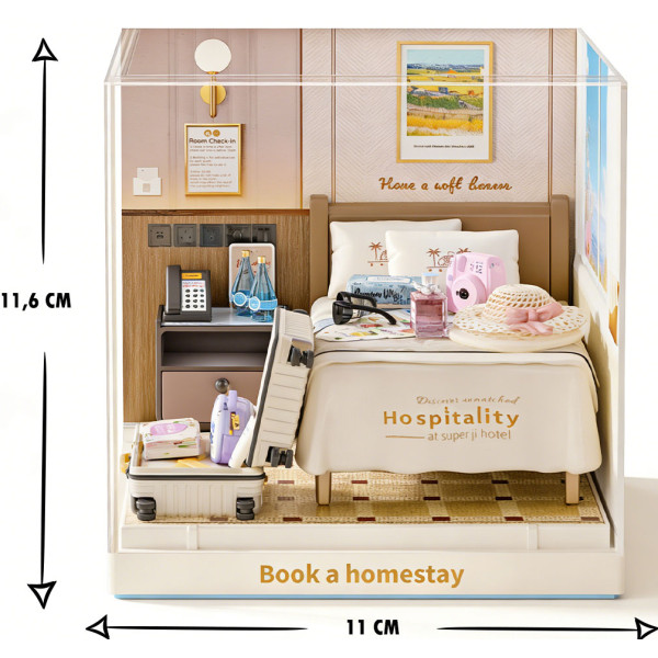 Фото - Пластиковый конструктор Mini House Румбокс серии Интерьер Мини – НОМЕР В ОТЕЛЕ (8038)