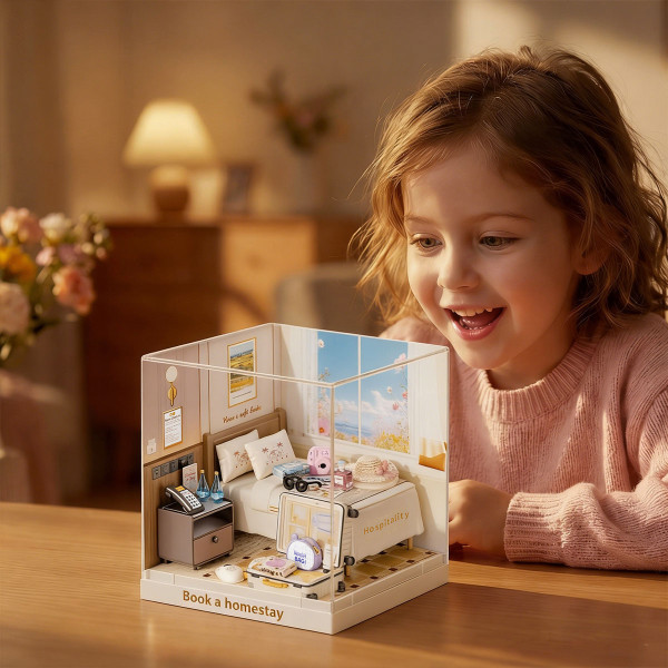 Фото - Пластиковый конструктор Mini House Румбокс серии Интерьер Мини – НОМЕР В ОТЕЛЕ (8038)