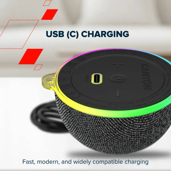 Фото - Портативна акустика Canyon Magnetic BT speaker OnMove 13 5W Black (CNE-CBTSP13B)