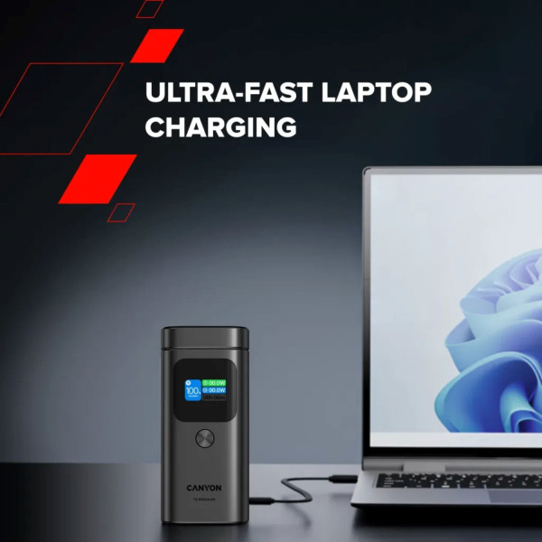 Фото - Батарея мобільна Canyon OnPower 150 Qi2 magnetic 15000mAh 100W Aluminium Dark Grey (CNS-CPB150DG)